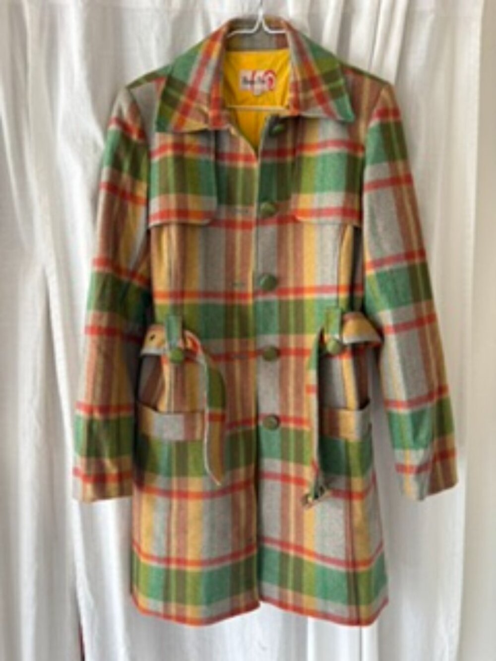 Thick Wool Plaid Trench Coat